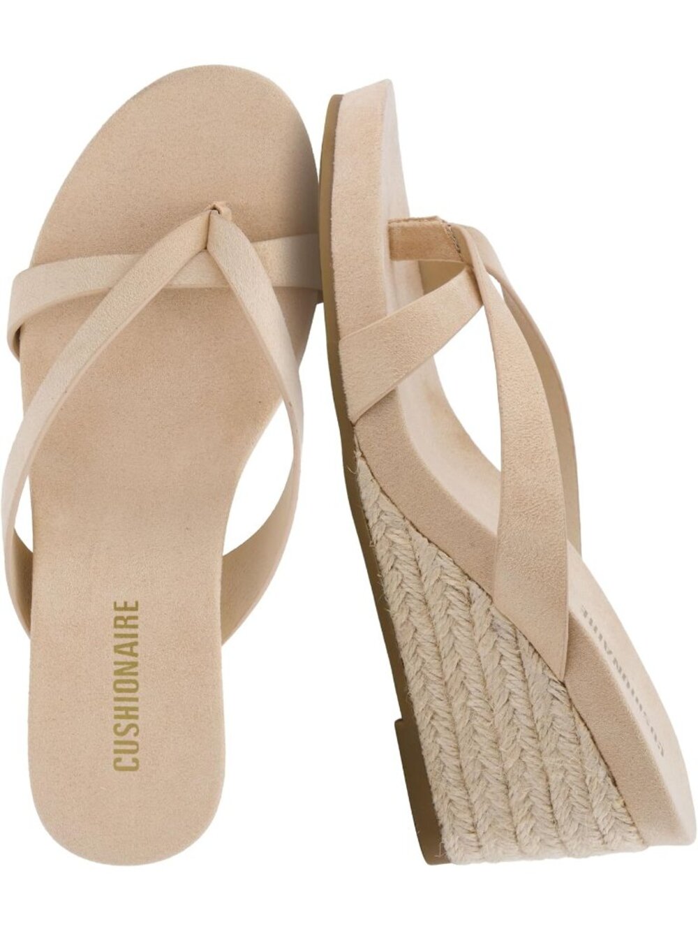 Women's Sand Wedge Sandals Thong Flip Flops with Cross Strap and Slip-On Design